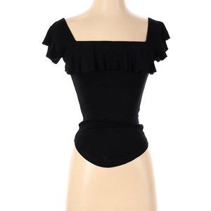 Free People Short Sleeve Top Black Ruffle Size XS